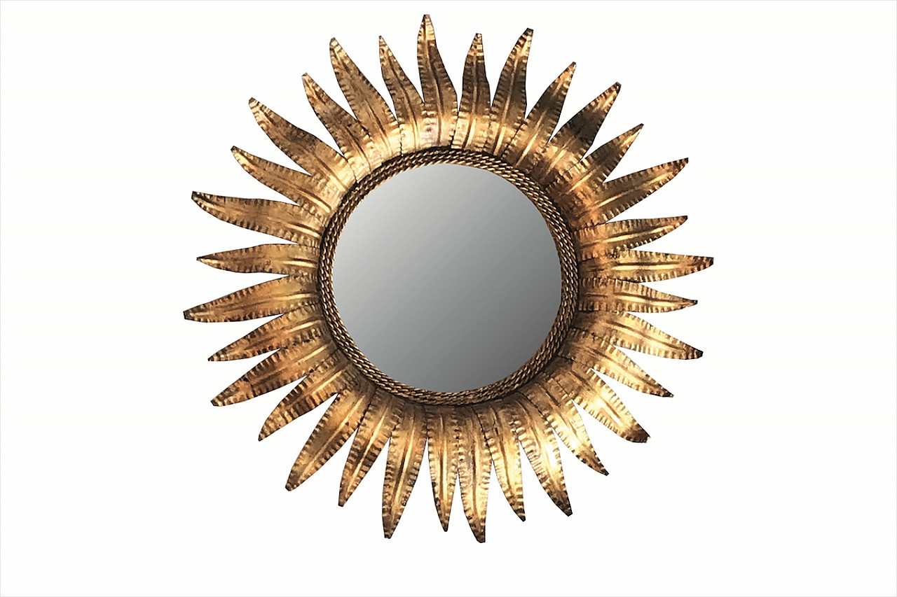 Mirror in a golden frame in the shape of a sun 1