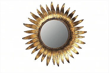 Specchio entro cornice dorata a forma di sole