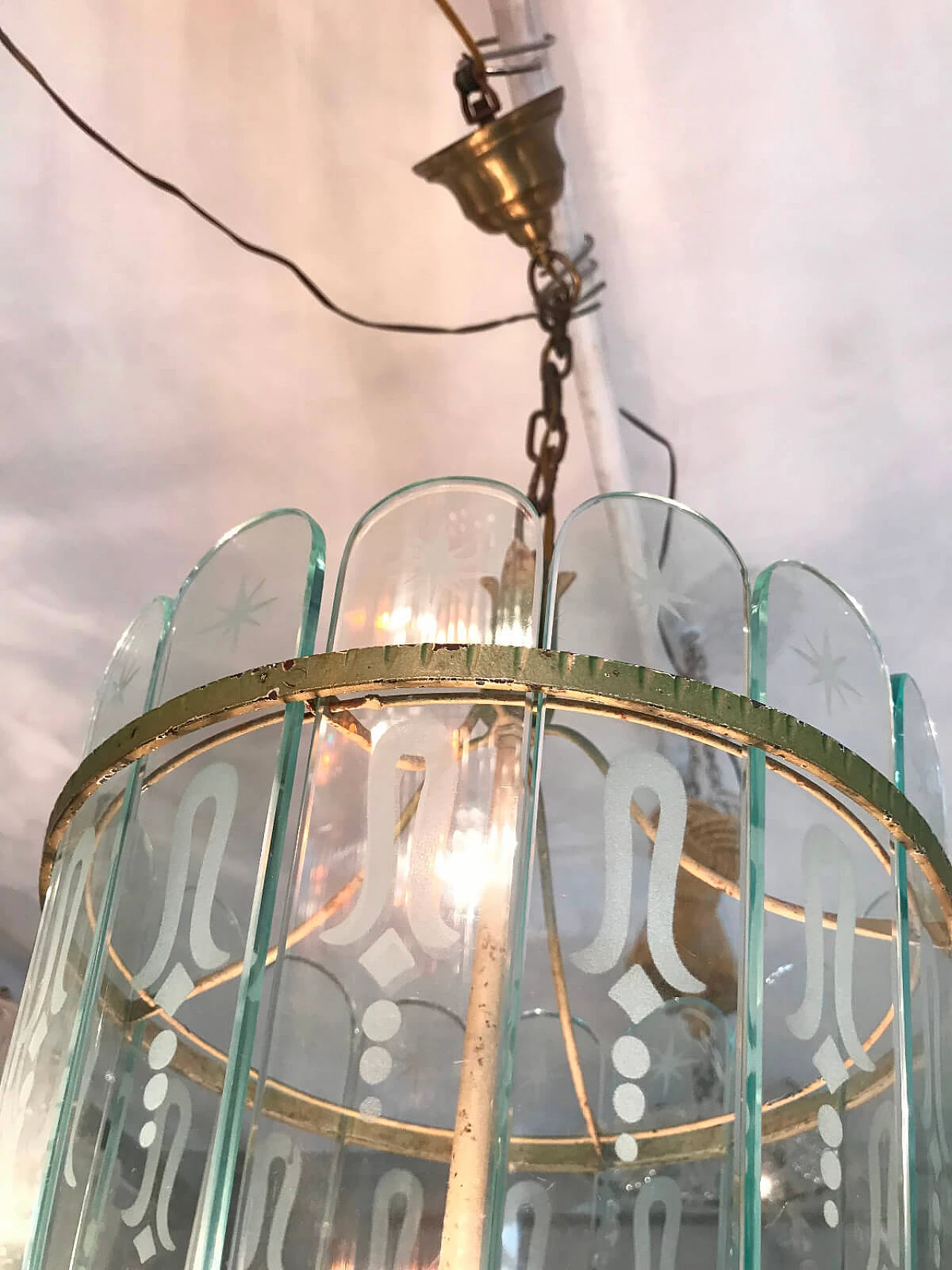 Venini metal and glass lantern, Italy, 20s 3