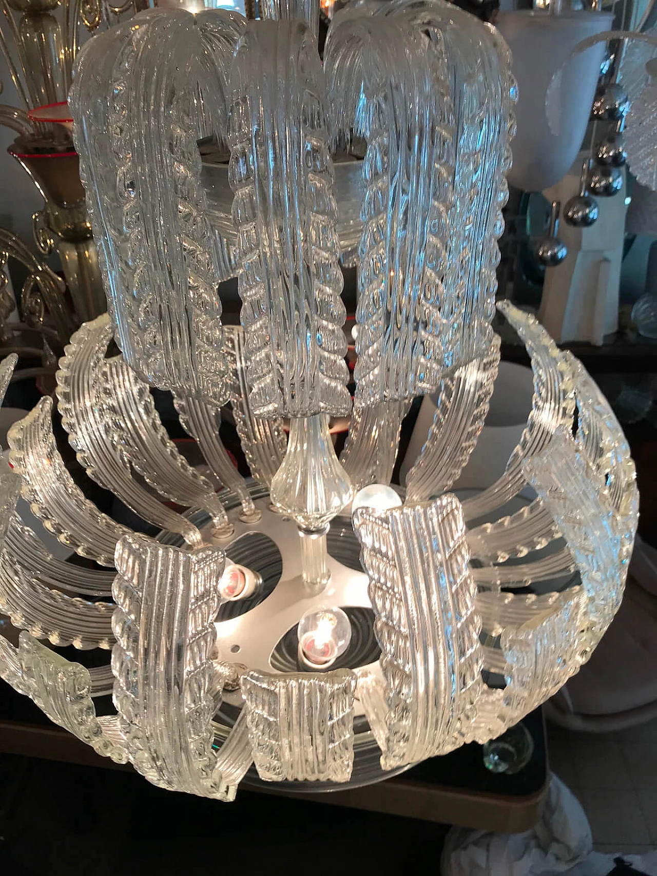 Tiffany déco style chandelier by Ercole Barovier, Italy, 20s 4