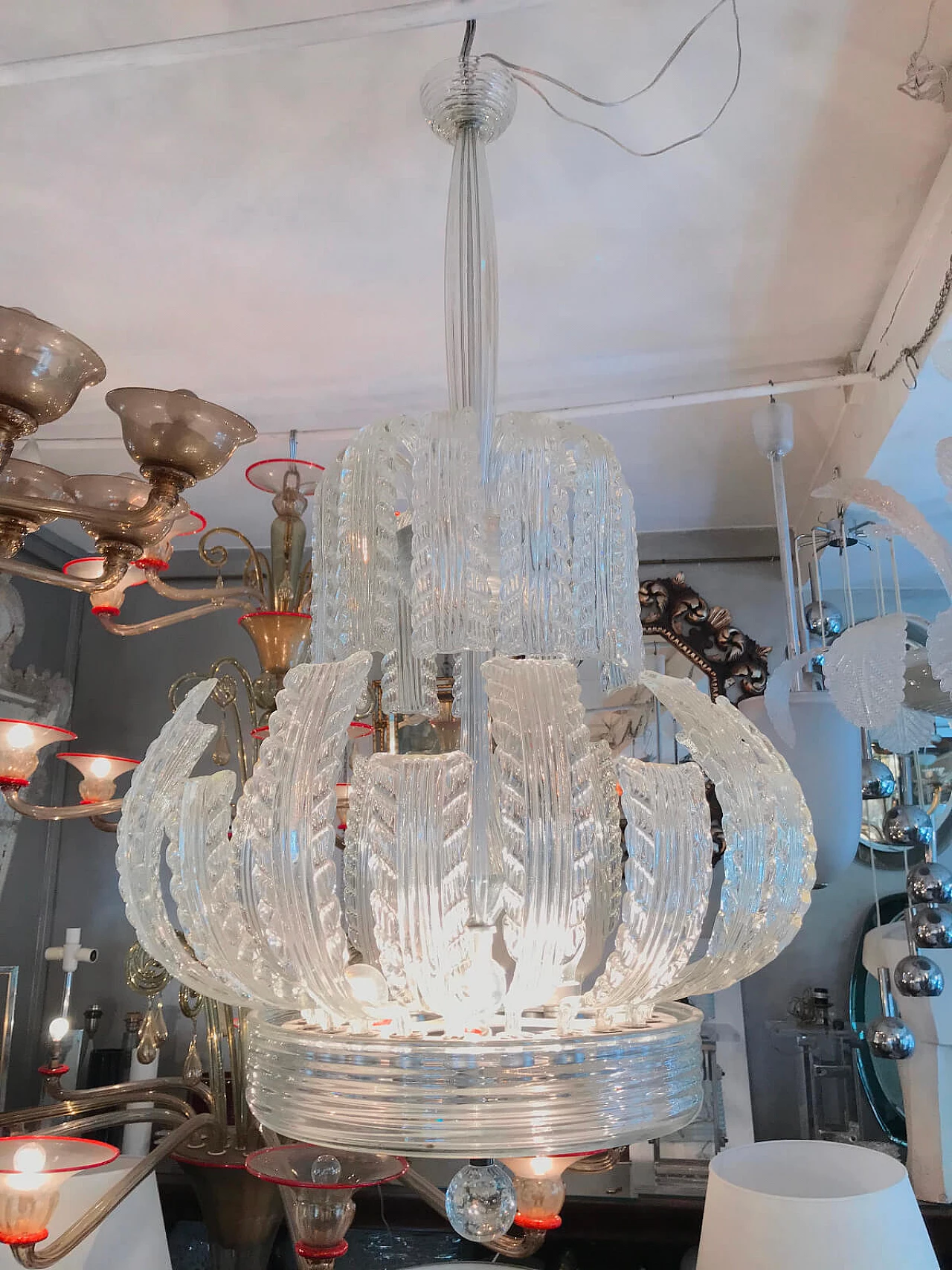 Tiffany déco style chandelier by Ercole Barovier, Italy, 20s 2