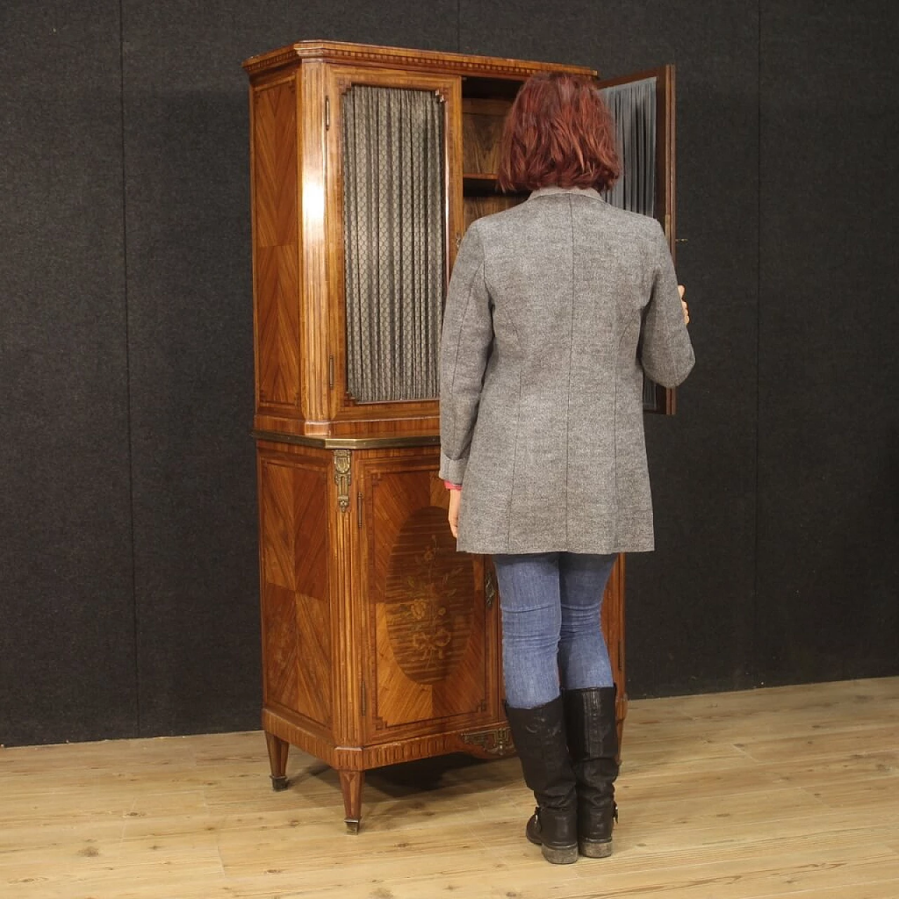 Inlaid wood double-bodied bookcase, early 20th century 1071259