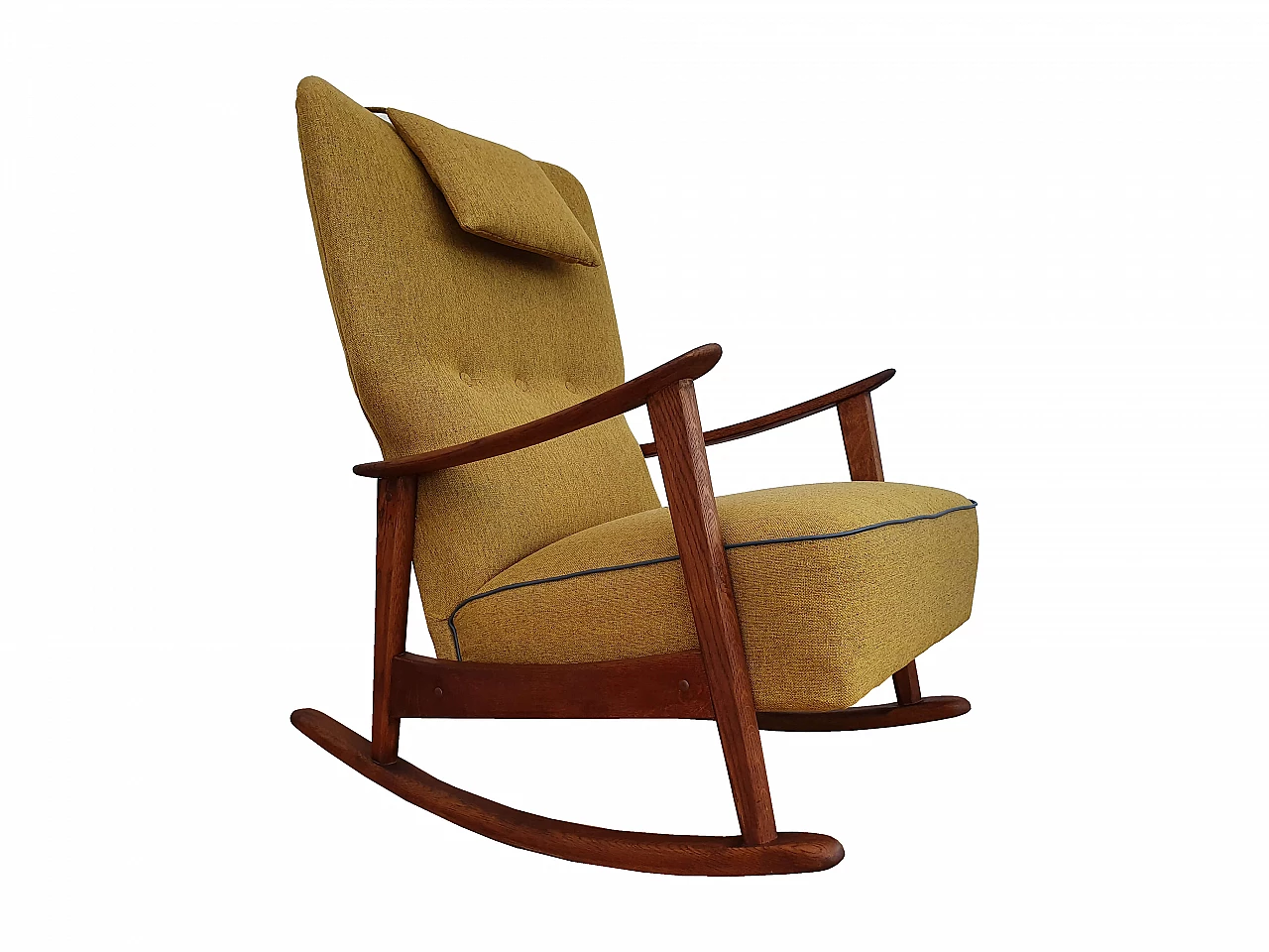 Sedia a dondolo Fritz Hansen, modello 9020, in legno di quercia, anni '50 1071529