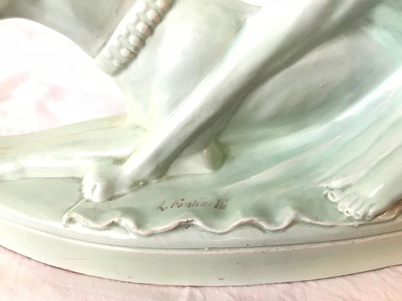 Scultura Liberty in ceramica di Louis Fontinelle primi '900 5