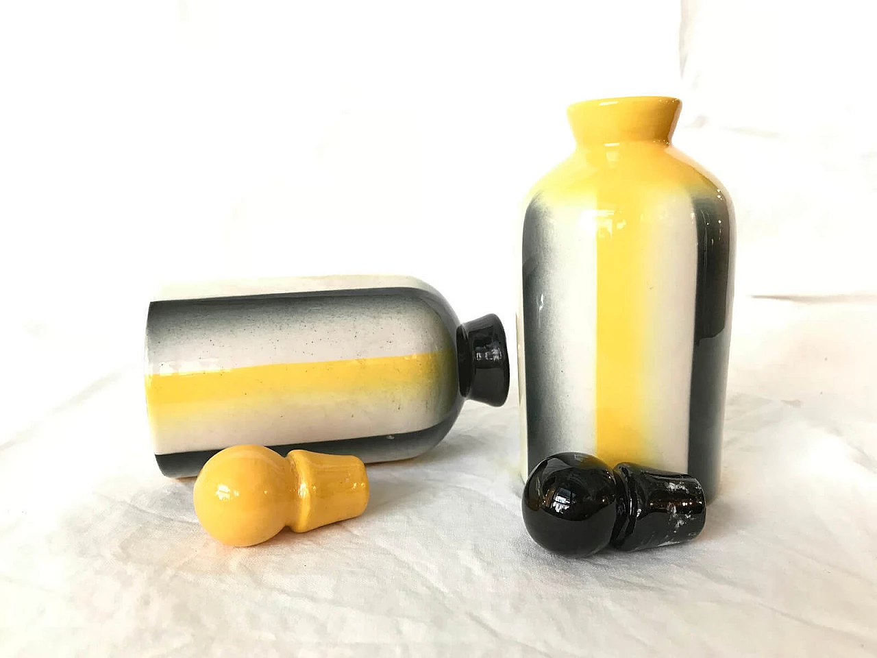 Pair of ceramic bottles Rometti Italy, 30s 3