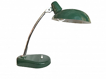 Lampada da ufficio verde, metallo cromato Seminara, anni '40