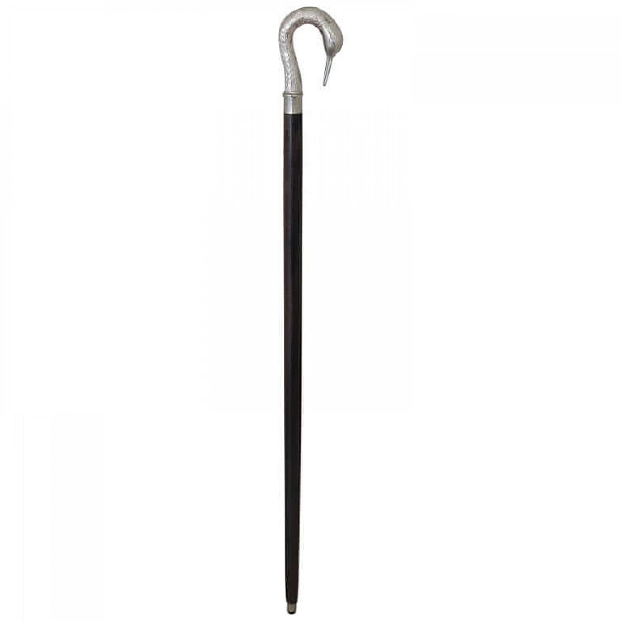 Walnut walking stick with chiseled silver plated handle, early 20th century 1072211