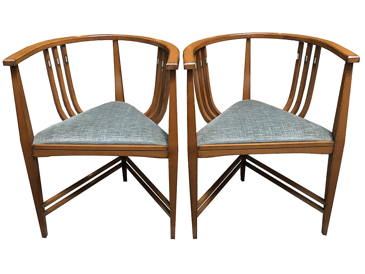 Pair of armchairs with triangular seat, '20s 1