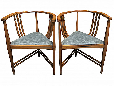 Pair of armchairs with triangular seat, '20s
