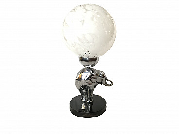 Ball lamp on elephant in Murano glass and metal