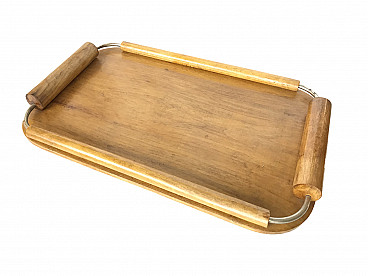 Chamfered wooden tray. Italian manufacture, '30s.