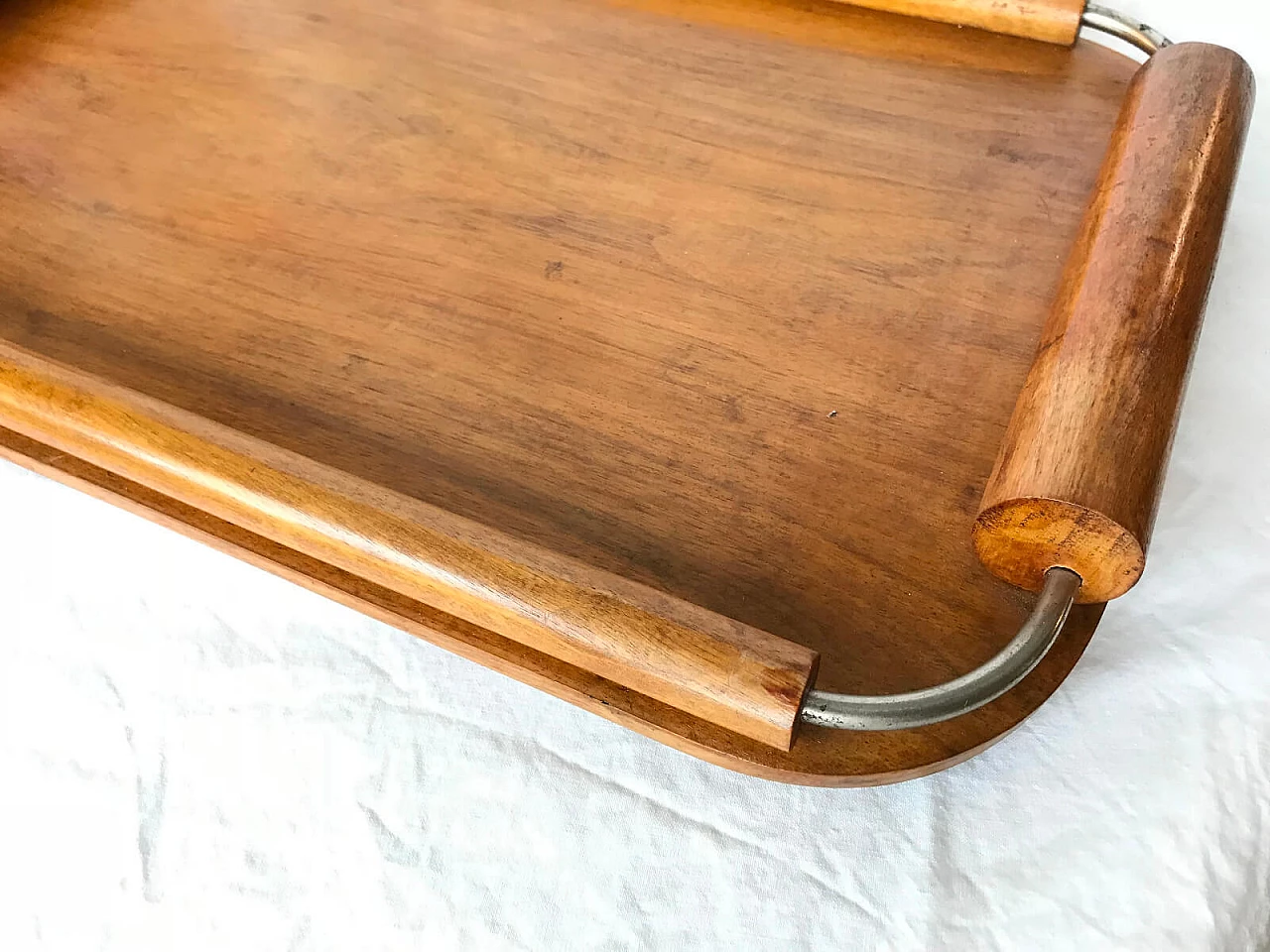 Chamfered wooden tray. Italian manufacture, '30s. 3