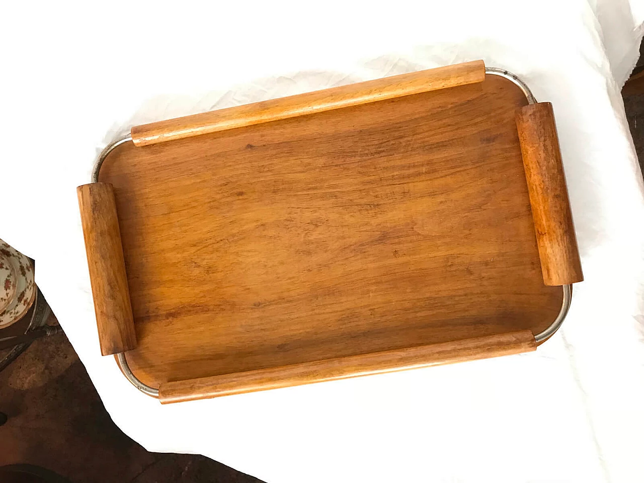 Chamfered wooden tray. Italian manufacture, '30s. 4