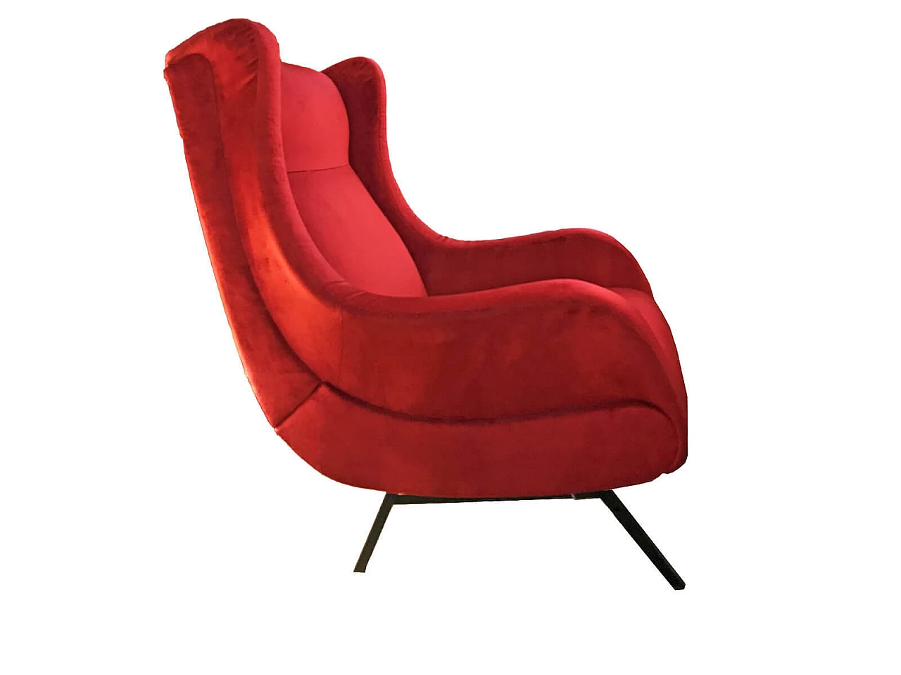 Red velvet armchair inspired by Marco Zanuso 1040795