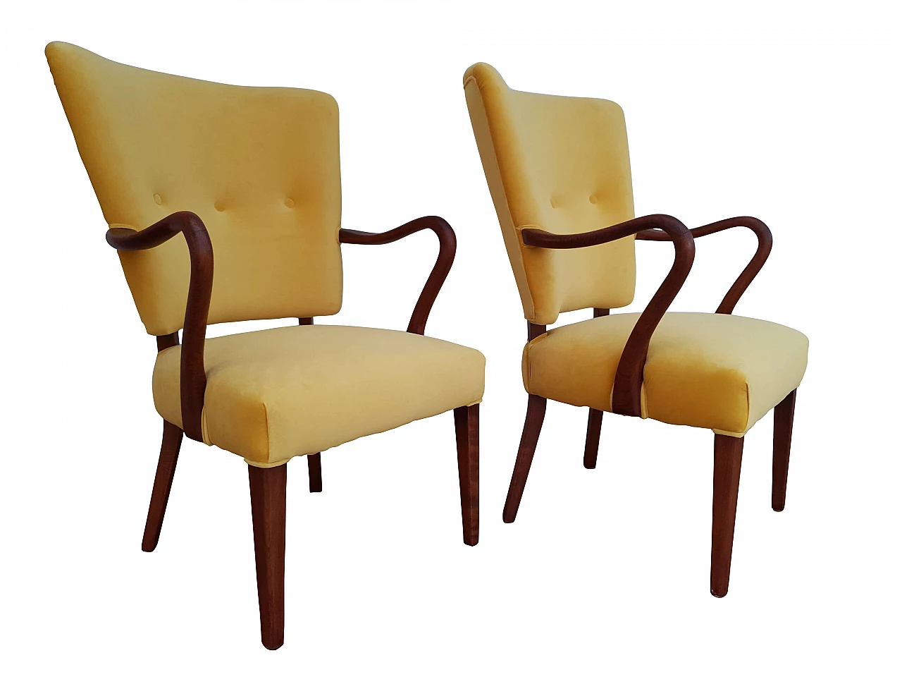 A pair of Danish armchairs, Alfred Christensen, 60s, velour, completely renovated 1072432