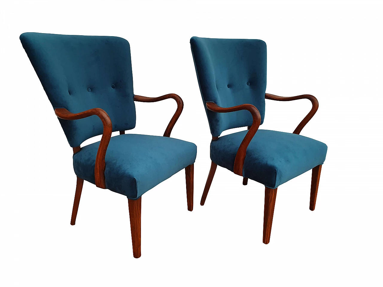 A pair of Danish armchairs, Alfred Christensen, 60s, velour, completely renovated 1072433