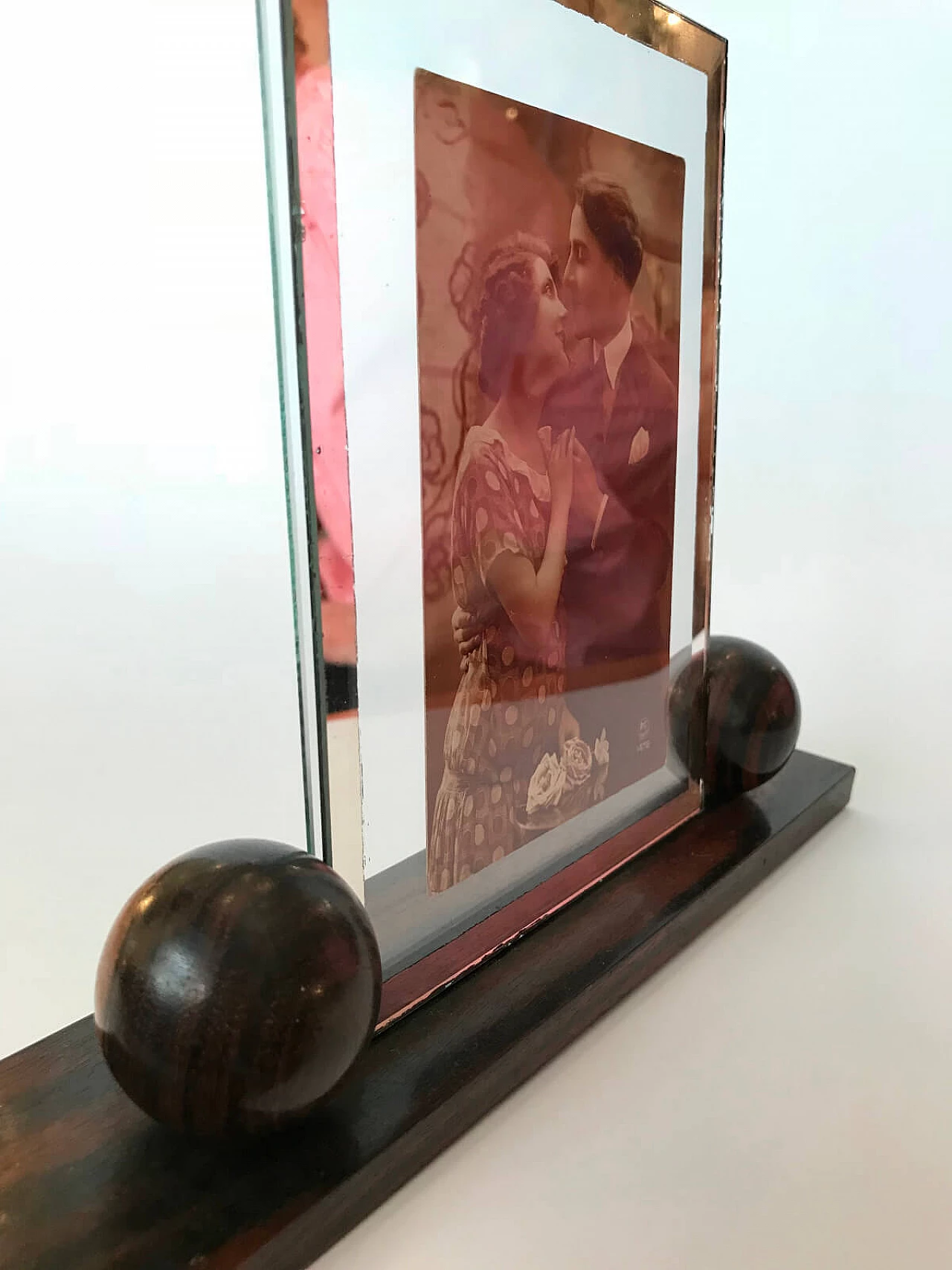 Deco French frame in rosewood and glass, '30s 1040796