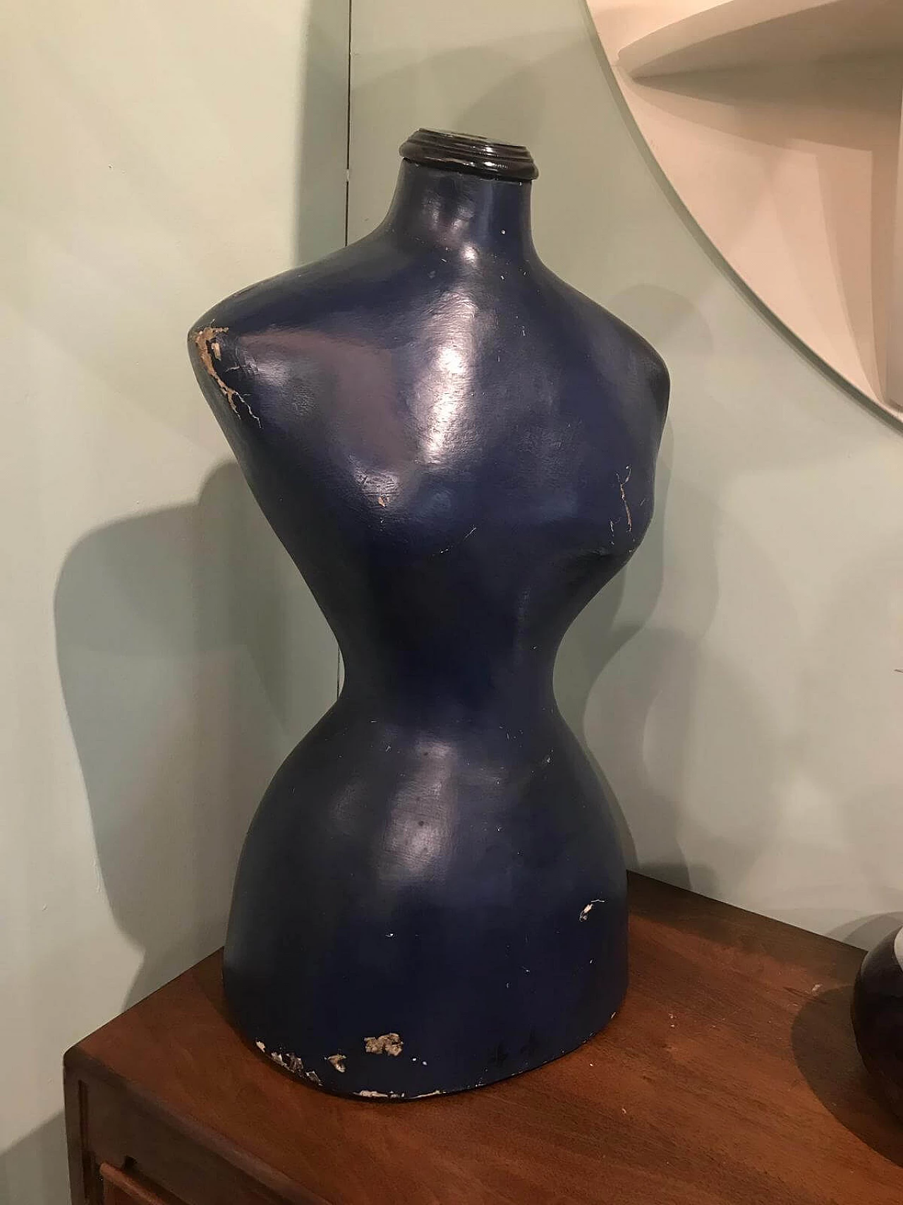 Manichino da sarta in legno e cartapesta blu 1072643