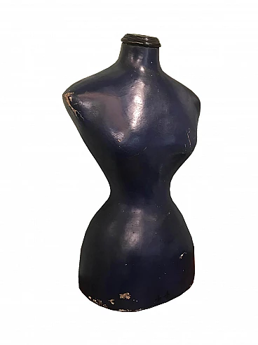 Blue shop dummy in wood and  papier-mache