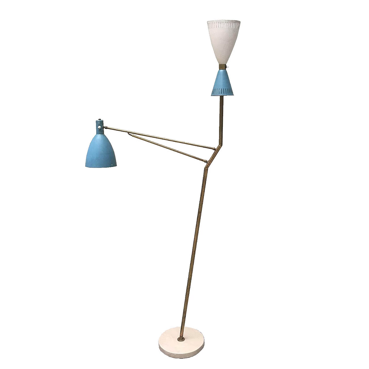 Lampada da terra in ottone e marmo, Gilardi e Barzaghi, anni '50 1072738