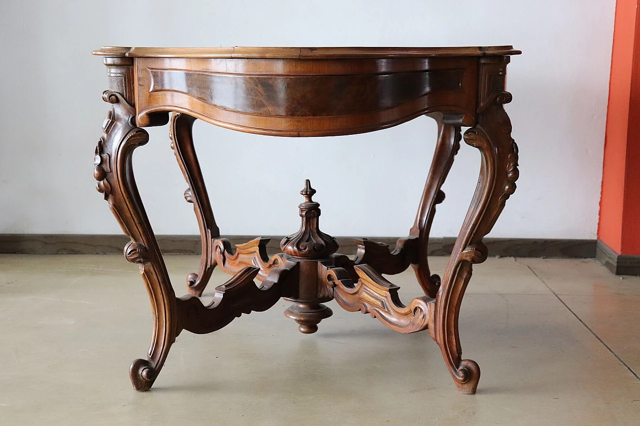 Large antique floral table with biscuit in walnut and high briarwood of the XIX century 1072798