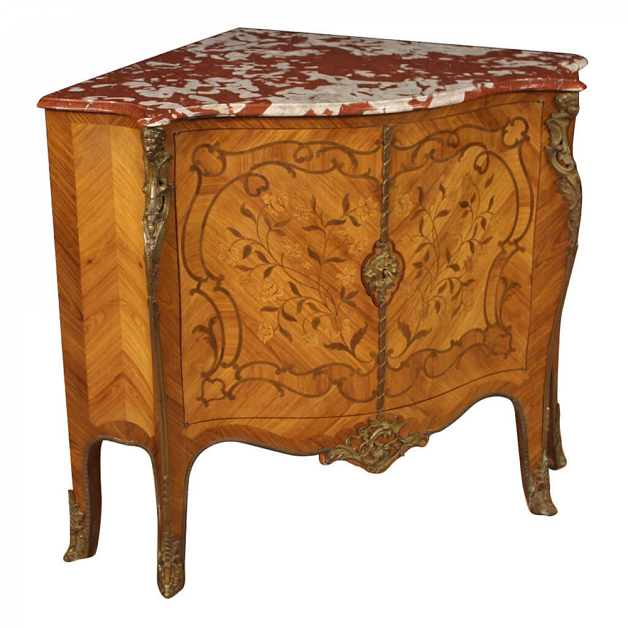 Inlaid French corner with marble top 1072929