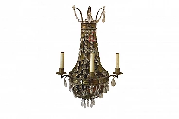 Applique da muro in metallo e vetro, Italia anni '60