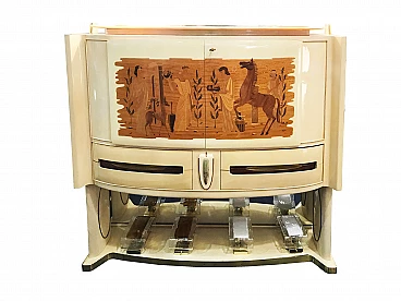 Parchment bar cabinet by Vittorio Dassi, Italy, 30s