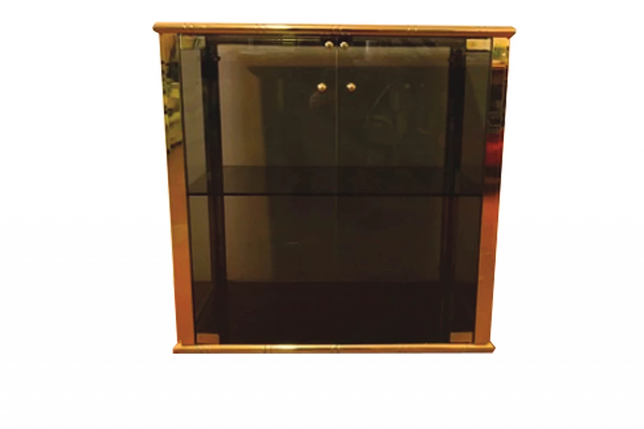 Smoke glass and brass cabinet, Italy '70s 1