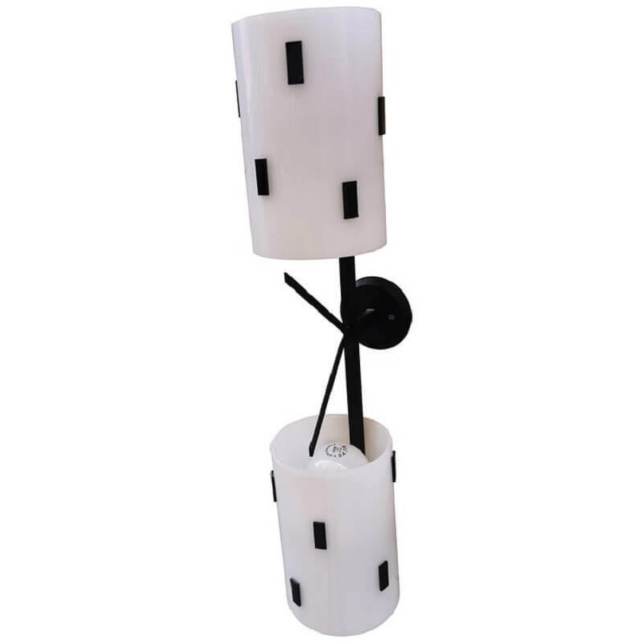 Applique singola a due luci in metallo e plexiglass, Italia, anni '50 1073535