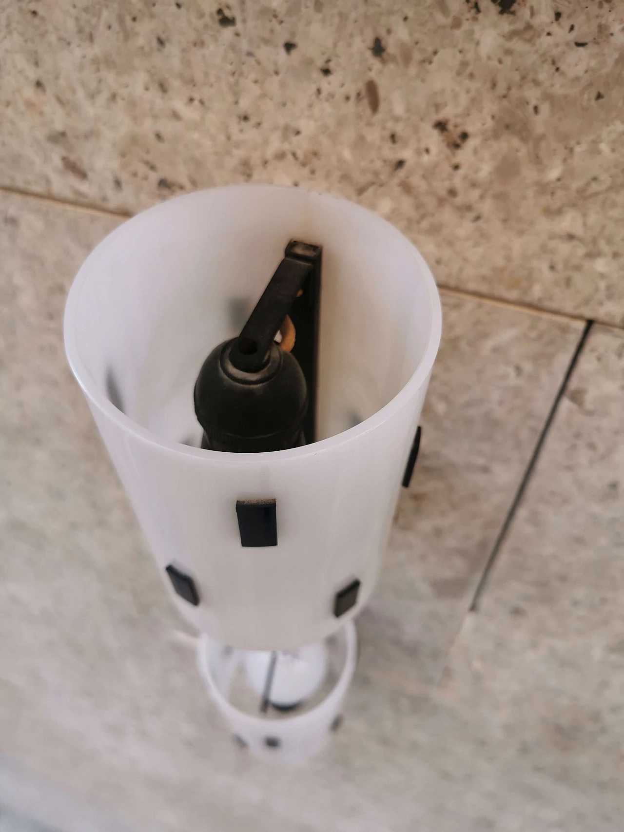 Applique singola a due luci in metallo e plexiglass, Italia, anni '50 1073540