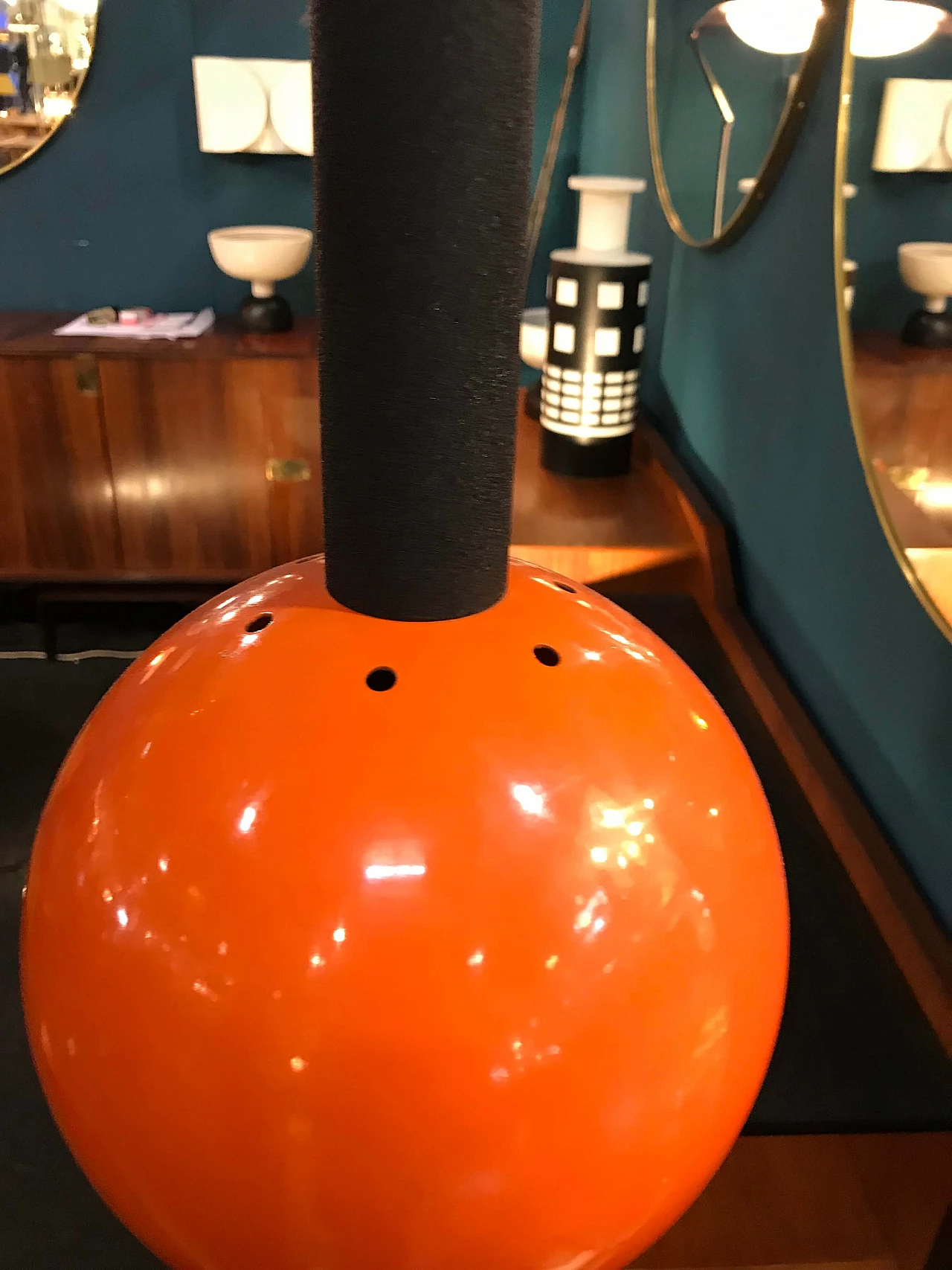 Coppia di lampade da soffitto arancioni, Reggiani, anni '60 1073834