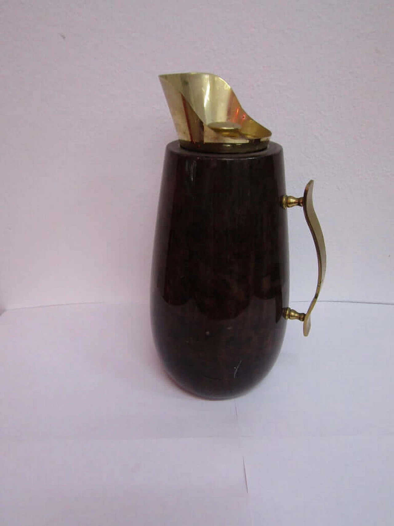 Carafe in wood and parchment, brass details, by Aldo Tura, 1950s 1073860
