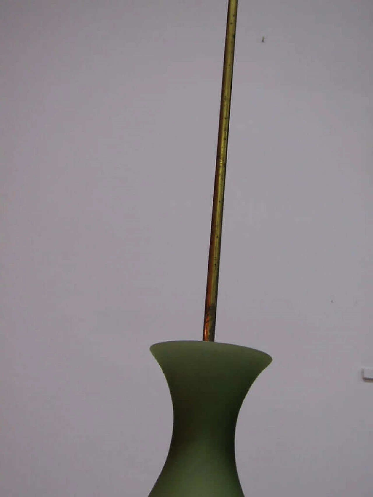 Ceiling lamp in opal green glass and brass, Stilnovo, 1950s 1073882