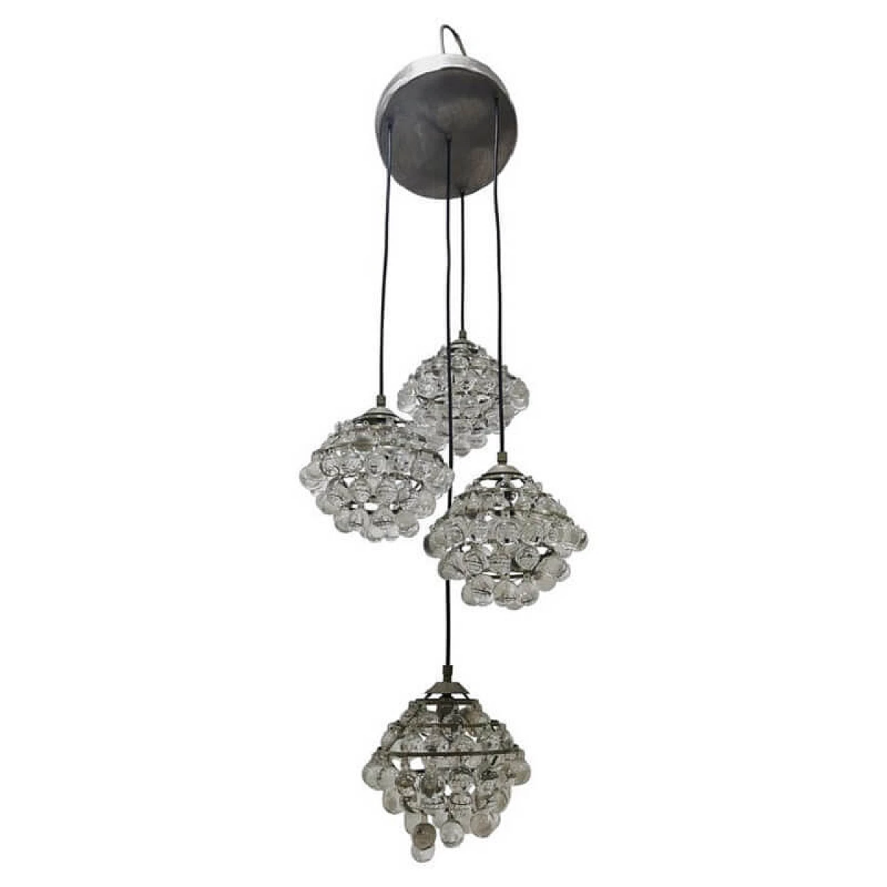 Chandelier In Steel And Glass Mid-Century Of Zero Four 1073981
