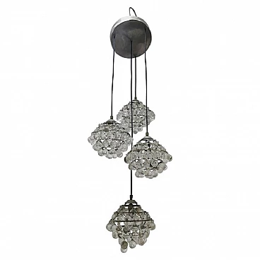 Chandelier In Steel And Glass Mid-Century Of Zero Four