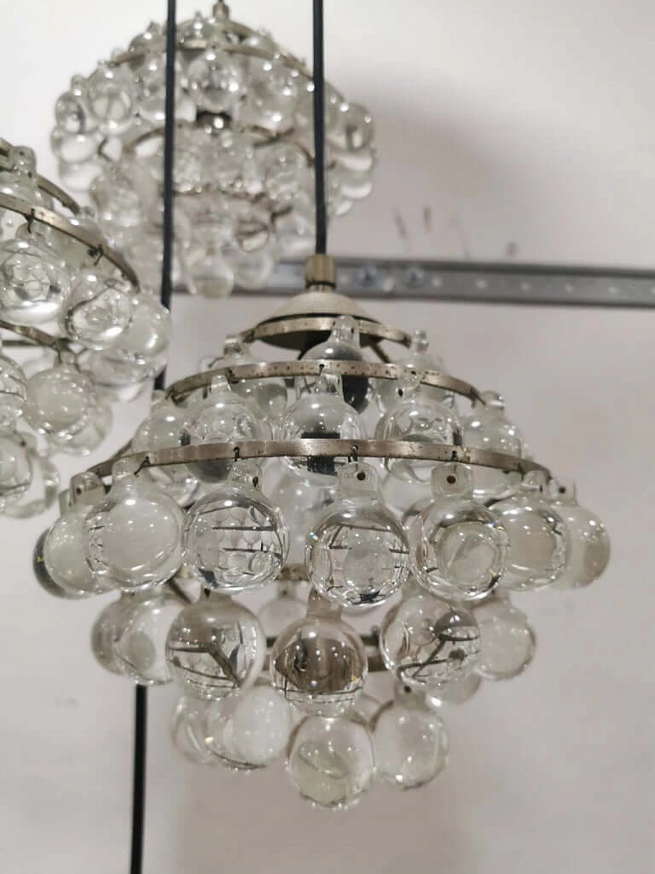 Chandelier In Steel And Glass Mid-Century Of Zero Four 1073987