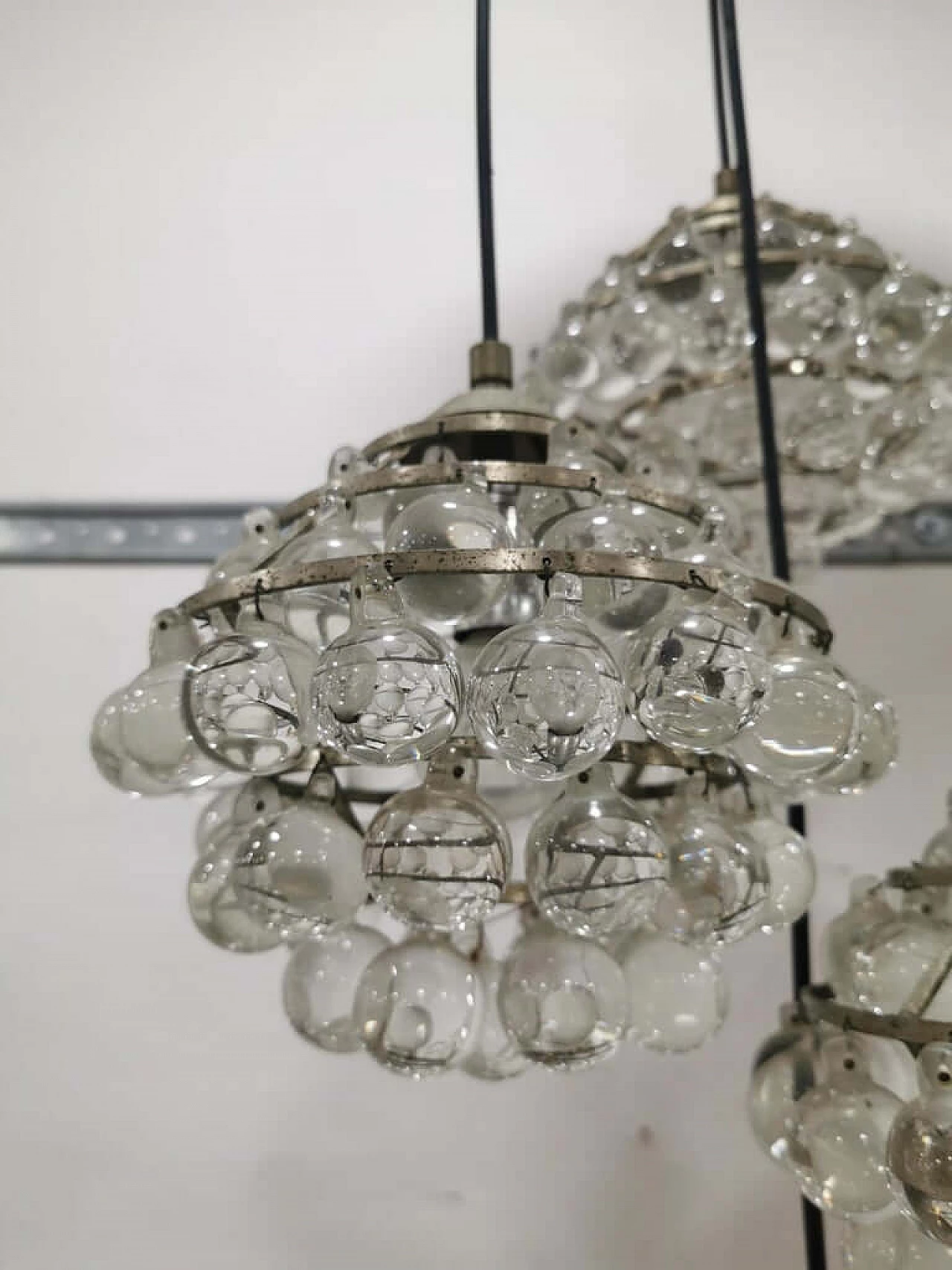Chandelier In Steel And Glass Mid-Century Of Zero Four 1073988