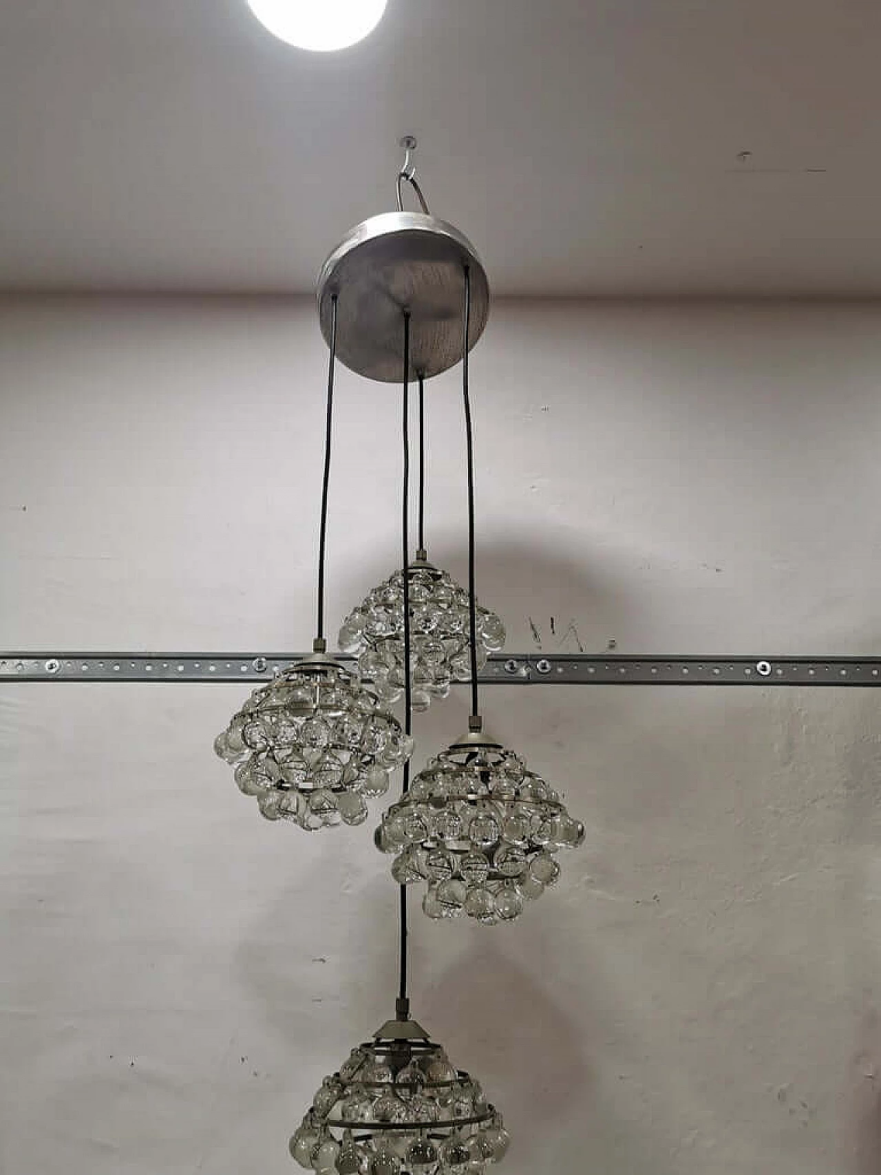 Chandelier In Steel And Glass Mid-Century Of Zero Four 1073990