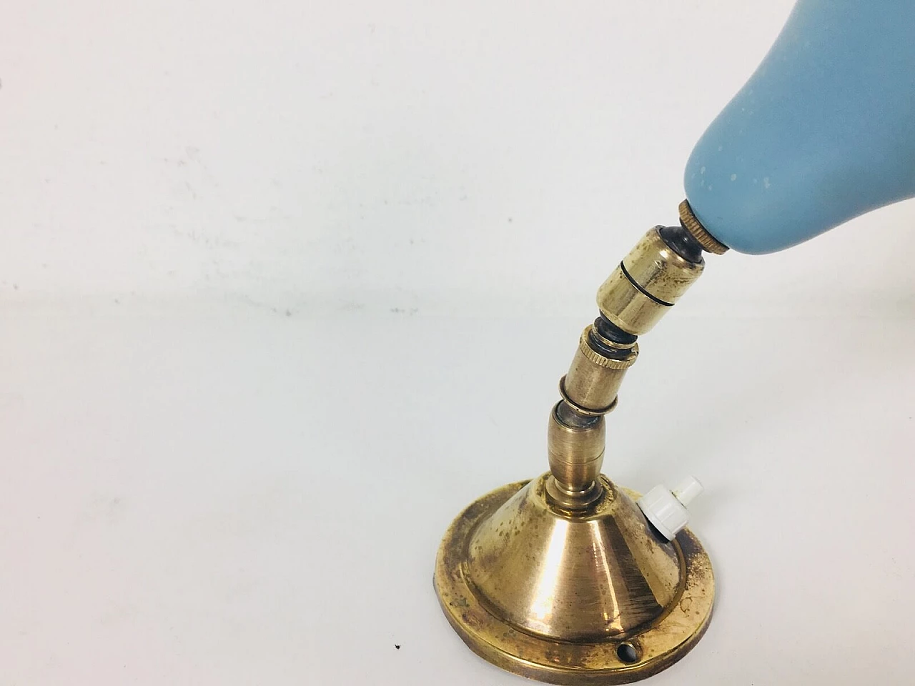 Light blue and brass sconce, 1950s 3
