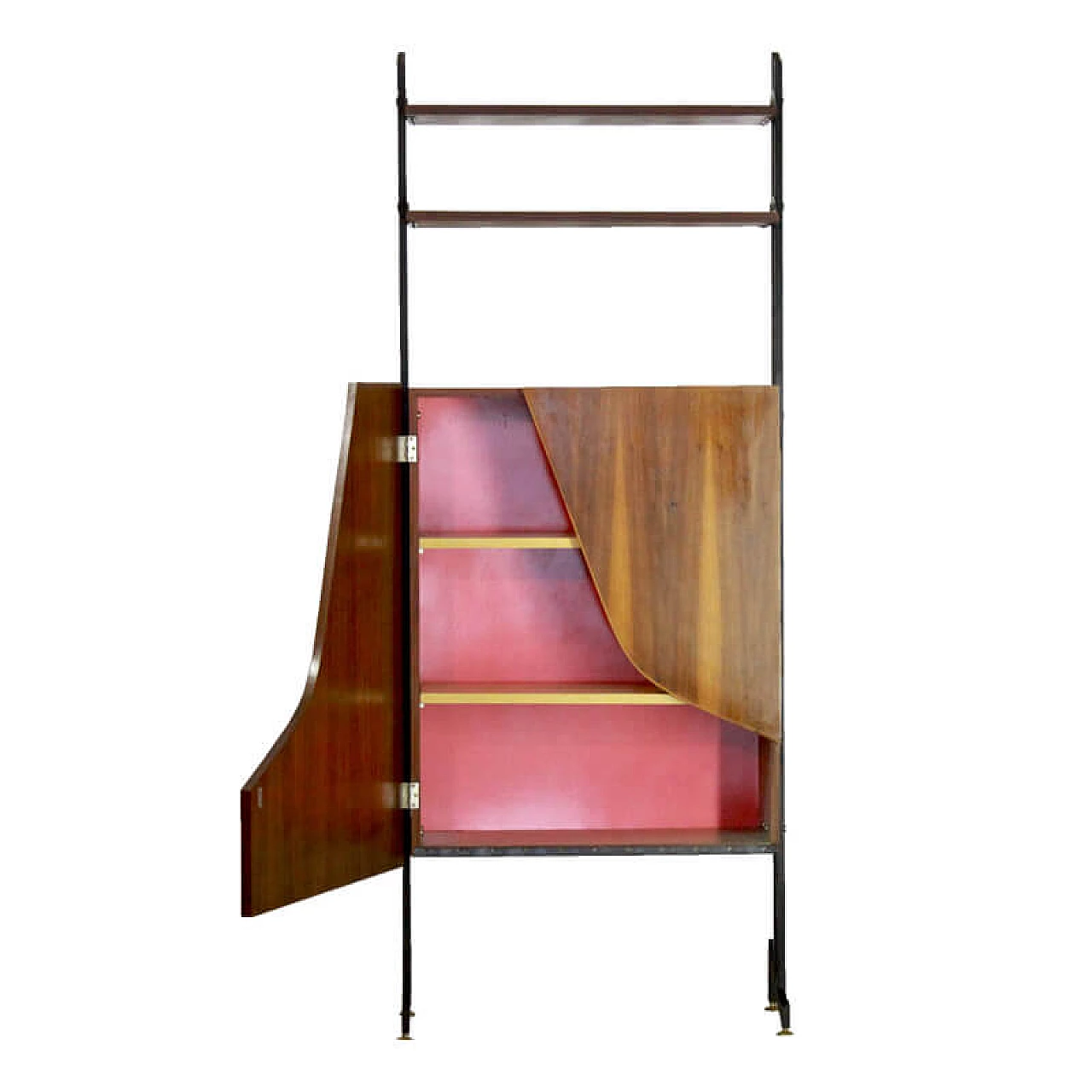 Libreria in teak e formica con porte curve, anni '60 1074017