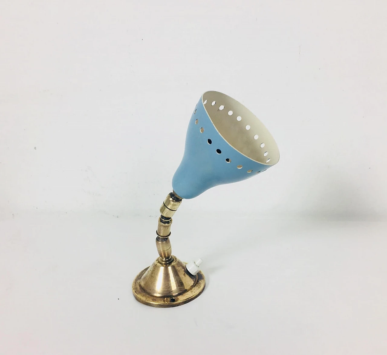 Light blue and brass sconce, 1950s 8