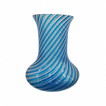 Vase in blown glass with cane working, attributed to Venini