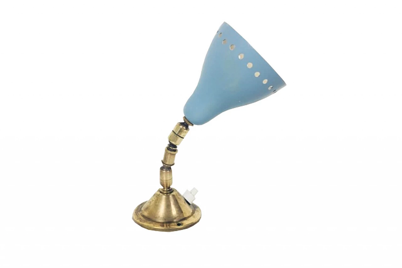 Light blue and brass sconce, 1950s 1