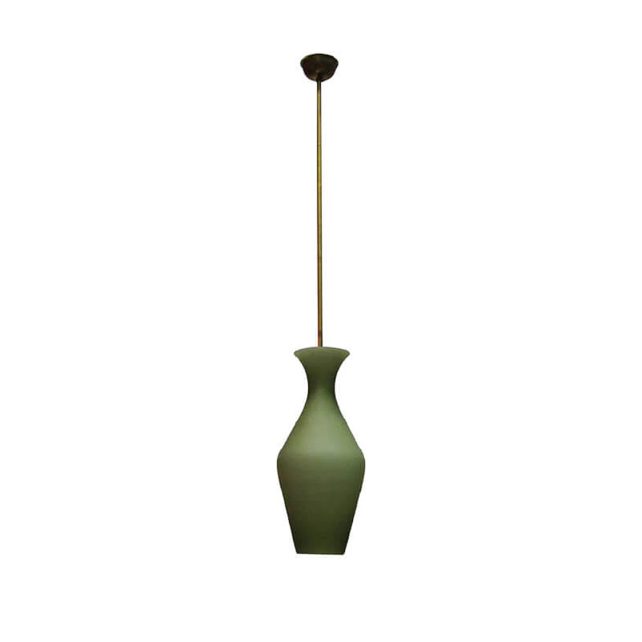 Ceiling lamp in opal green glass and brass, Stilnovo, 1950s 1074052