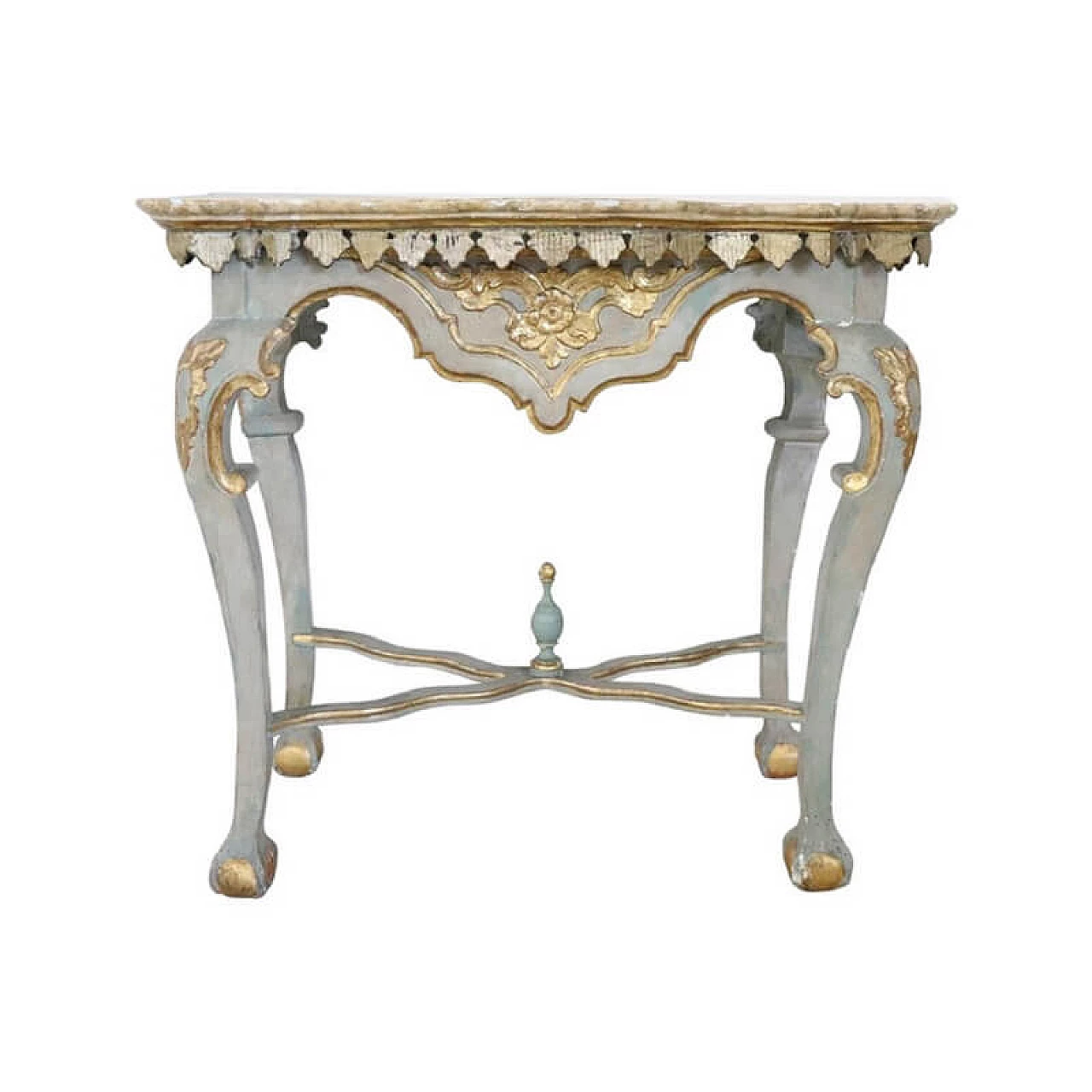 Console antica laccata e dorata in foglia oro, sec XIX 1074346