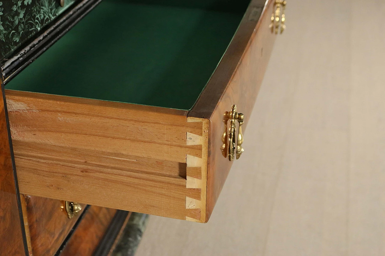 Art Deco hall sideboard, in briar wood and marble 1074378