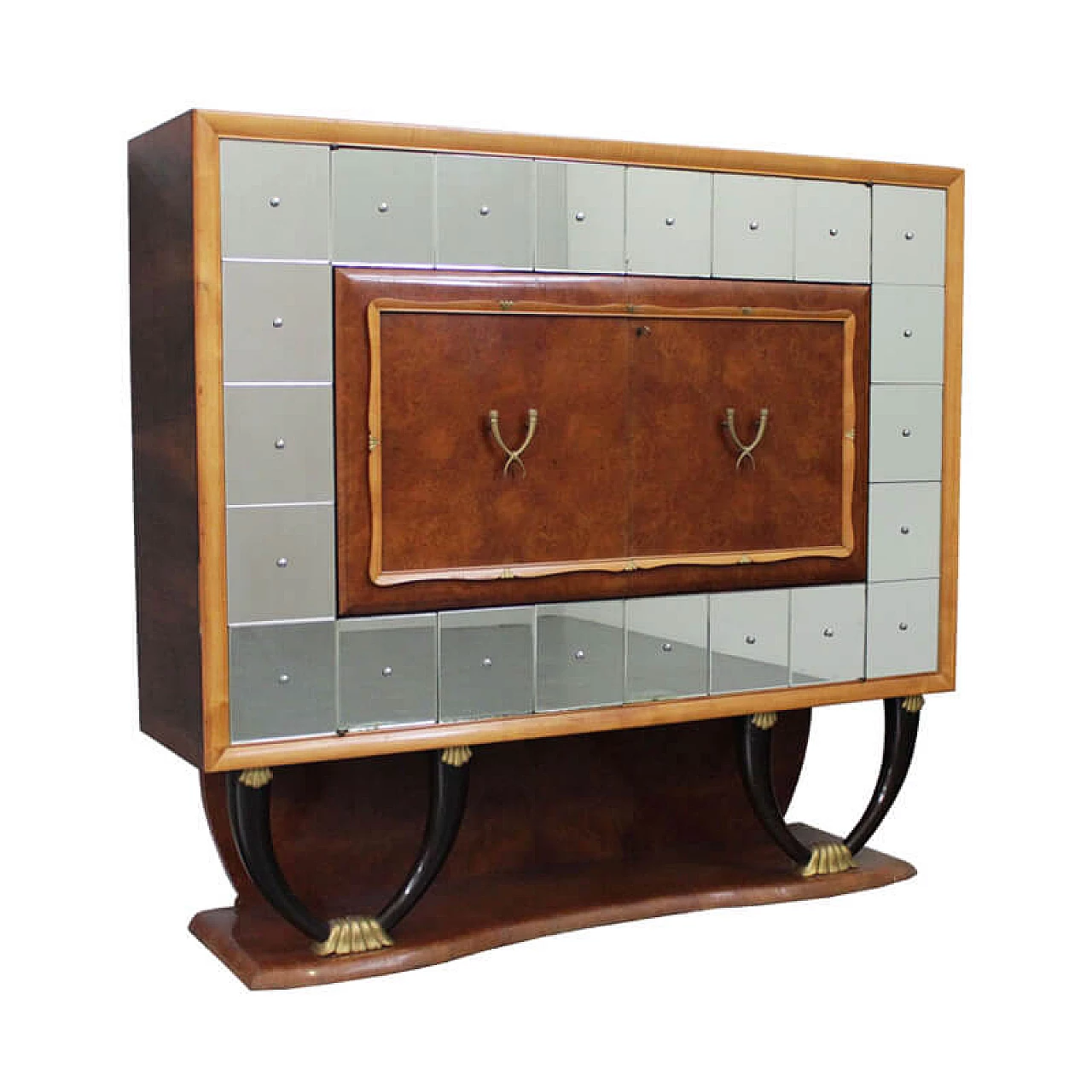 Credenza con varie essenza e specchio, anni '40 1074395