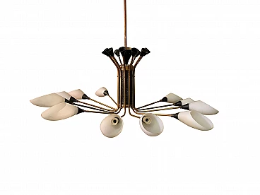 Lampadario Stilnovo a 12 luci, anni ‘50