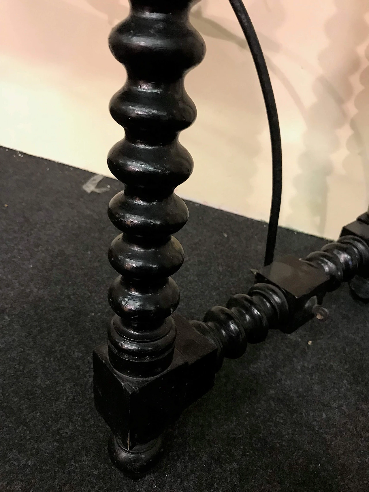 Antique French ebonized cabinet or showcase with turtleshell details, 18th century 1074580